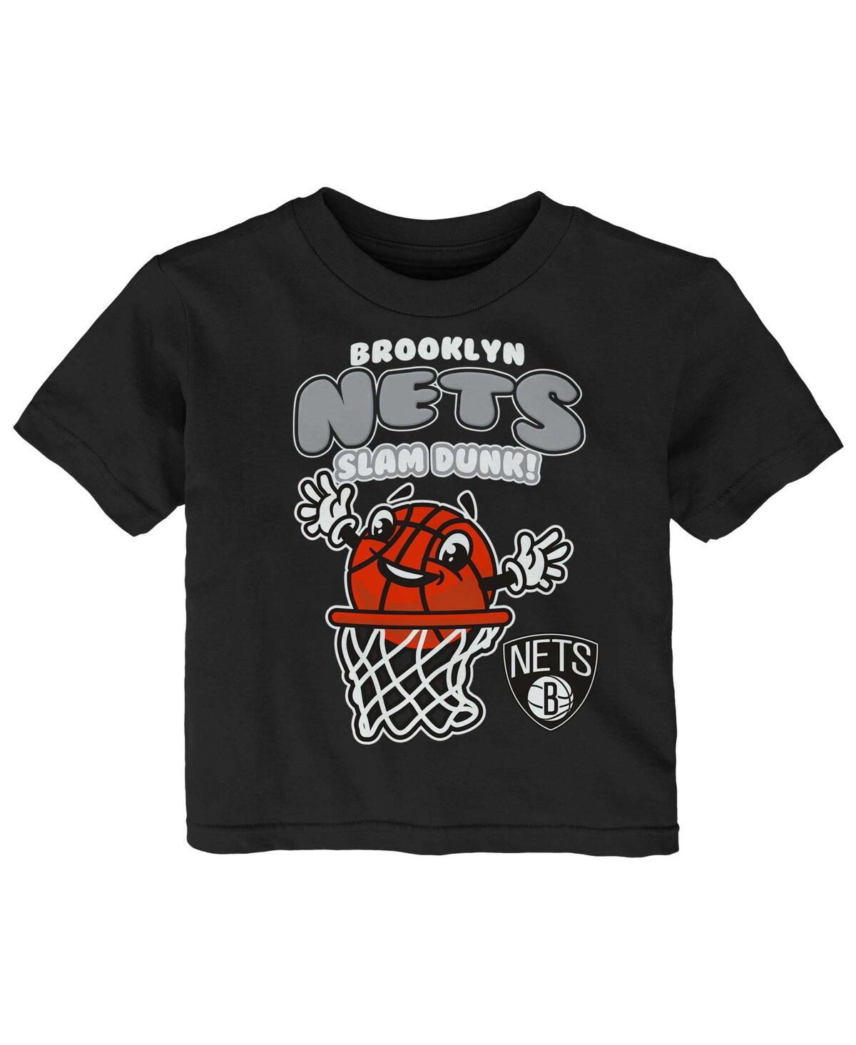 Outerstuff Babies' Infant Boys And Girls Black Brooklyn Nets Happy Dunk T-shirt