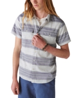Lucky Brand Men's Striped Short Sleeves Workwear Shirt - Blue, White Stripe