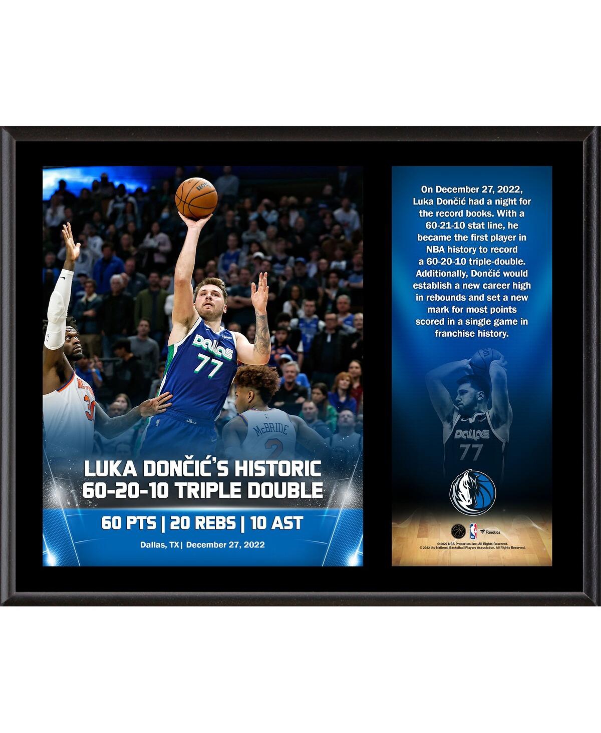 Fanatics Authentic Luka Doncic Dallas Mavericks Framed 12" X 15" 2022 60-20-10 Triple Double Sublimated Plaque In Multi