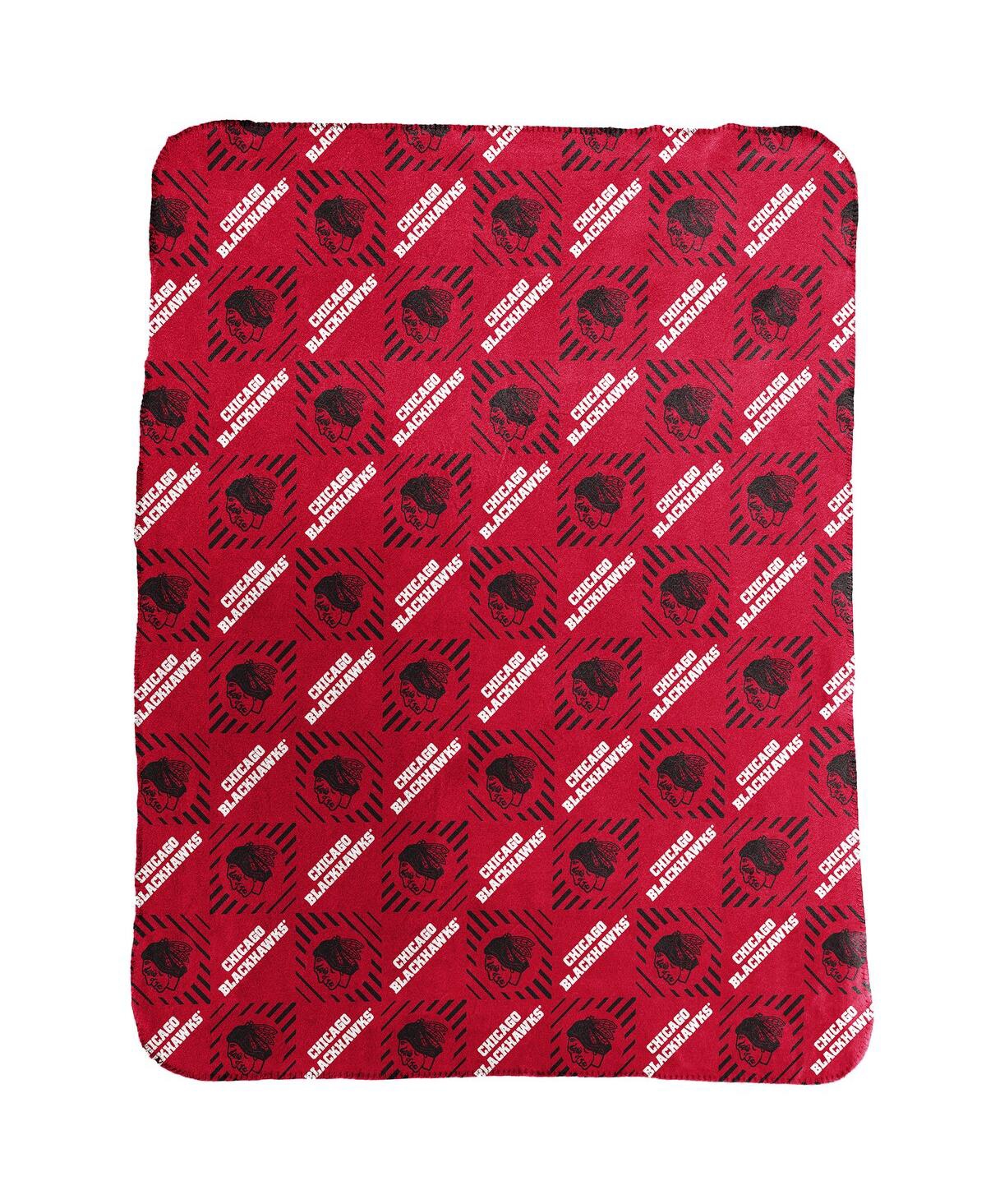 Logo Brands Chicago Blackhawks 60'' X 50'' Repeating Pattern Fleece Throw Blanket In Red