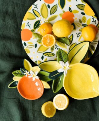 Citrus Print Wood Medium Round Board 12''