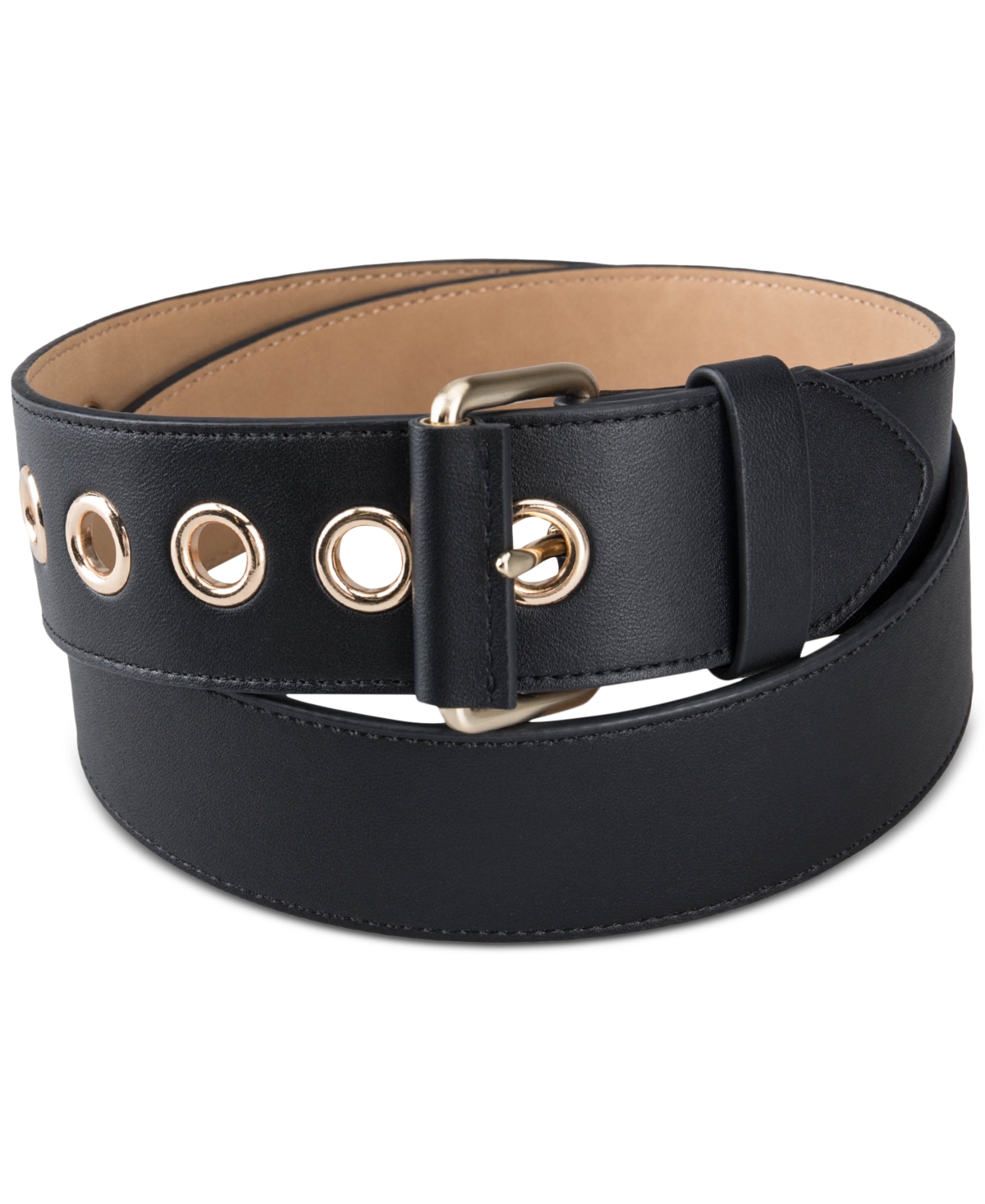 Calvin Klein Women's Covered Leather Roller Buckle Casual Belt In Black