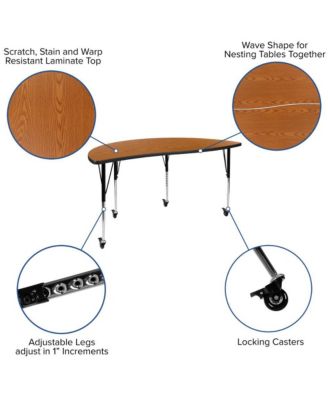 2 Piece Mobile 60" Circle Collaborative Adjustable Activity Table Set