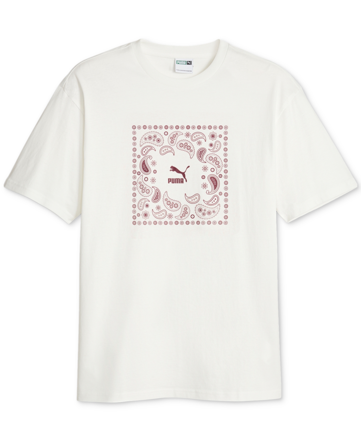 Puma Men's Paisley Graphic Short-sleeve Crewneck T-shirt In Warm White