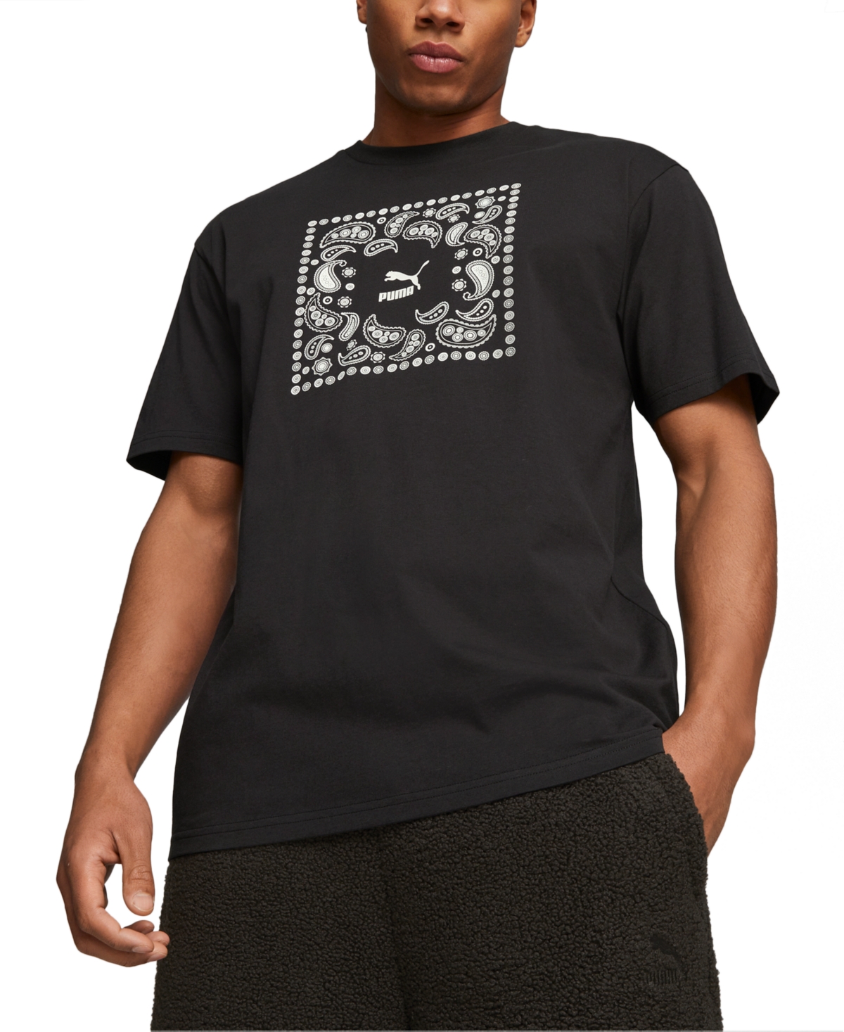 Puma Men's Paisley Graphic Short-sleeve Crewneck T-shirt In  Black