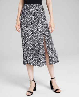 And Now This - Women's Printed Slit-Back Midi Skirt