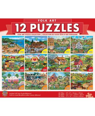 MasterPieces Folk Art Jigsaw Puzzle Collection - 12 Pack for Adults