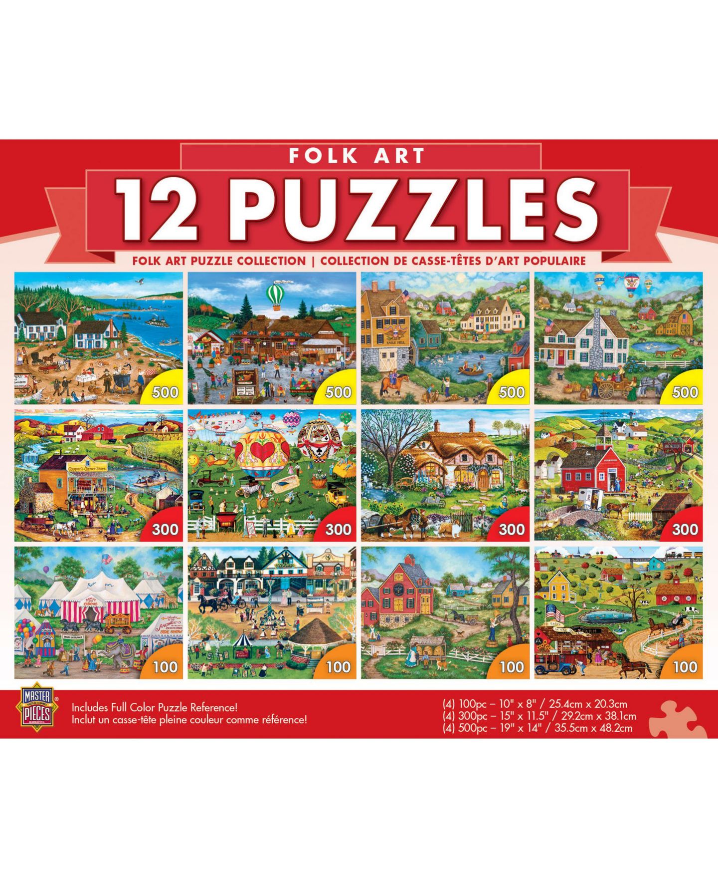 Детские игрушки MasterPieces Puzzles Bonnie White Folk Art 12-Pack Jigsaw Puzzles, Ages 14+ — фото 2