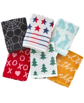 Holidays Cotton Jacquard Hand Towel 6 Piece Set, 25&amp;quot; x 16&amp;quot;