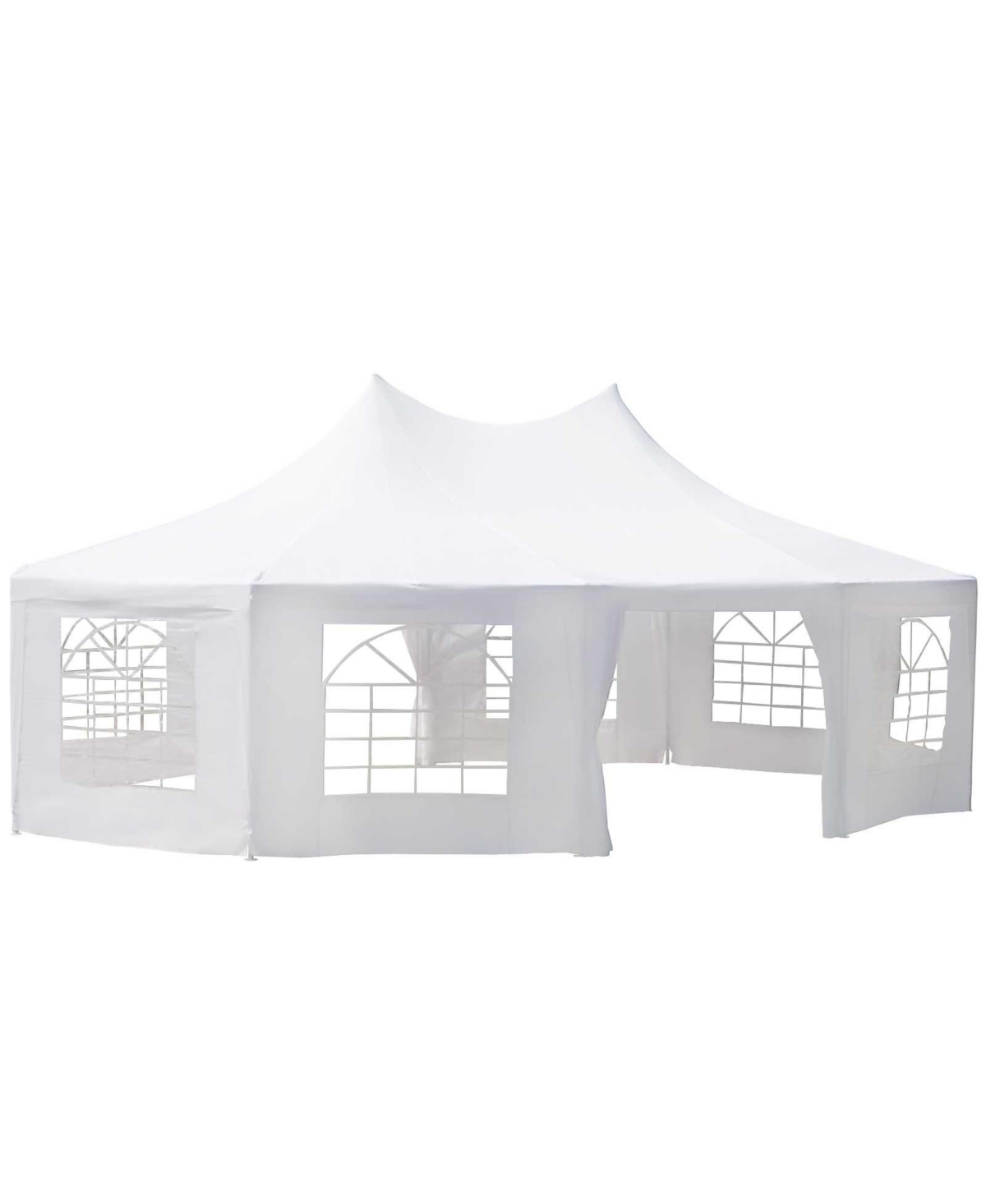 29.2 x21.3 Large 10-Wall Event Wedding Gazebo Canopy Tent with Open Floor Design & Weather Protection, White - White