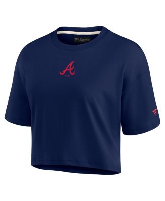 Women's Navy Atlanta Braves Super Soft Short Sleeve Cropped T-shirt