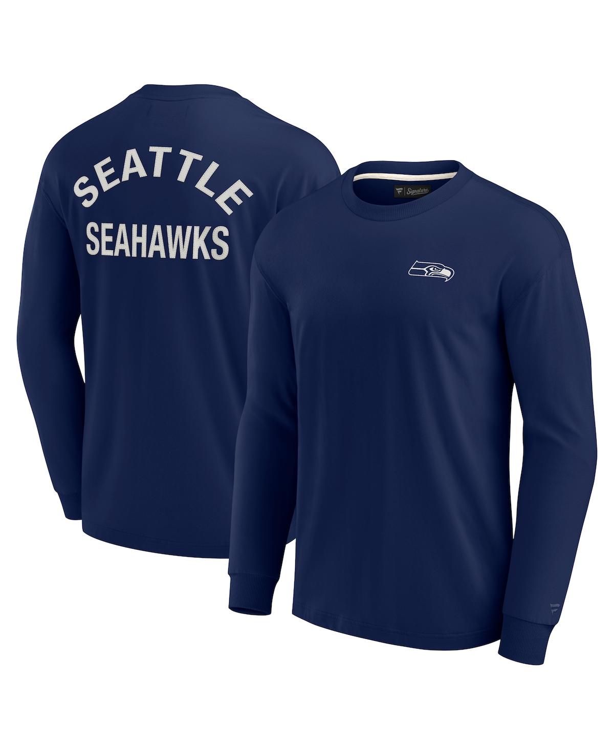 Men's and Women's Fanatics Signature College Navy Seattle Seahawks Super Soft Long Sleeve T-shirt - College Navy