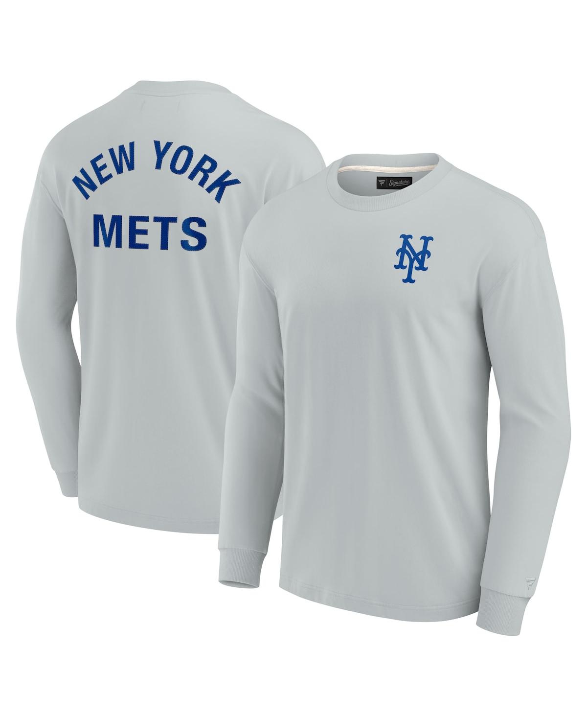 Fanatics Signature Men's And Women's  Gray New York Mets Super Soft Long Sleeve T-shirt