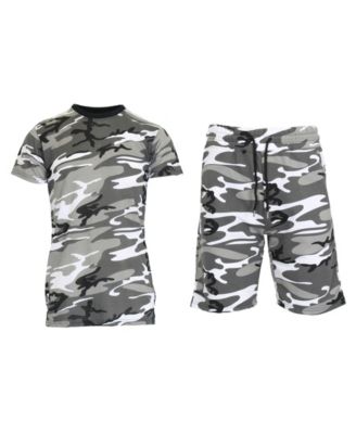 Galaxy By Harvic Men's Camo Short Sleeve T-shirt and Shorts, 2-Piece Set - Urban Camo