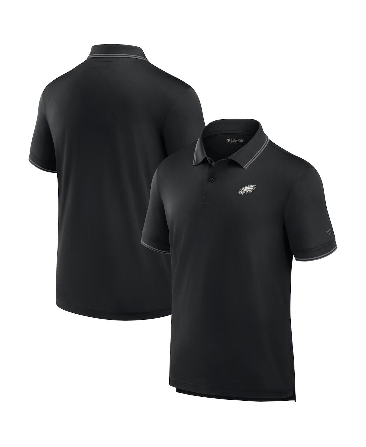 Men's Fanatics Signature Black Philadelphia Eagles Pique Polo Shirt - Black