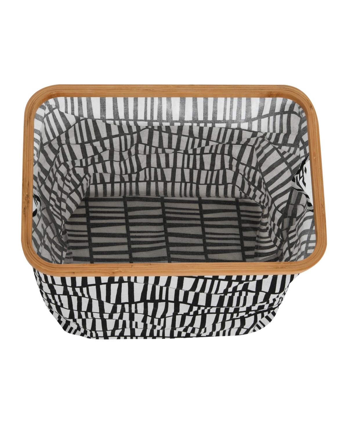 Household Essentials Bamboo Rimmed Rectangular Krush Container Hamper with Cutout Handles
