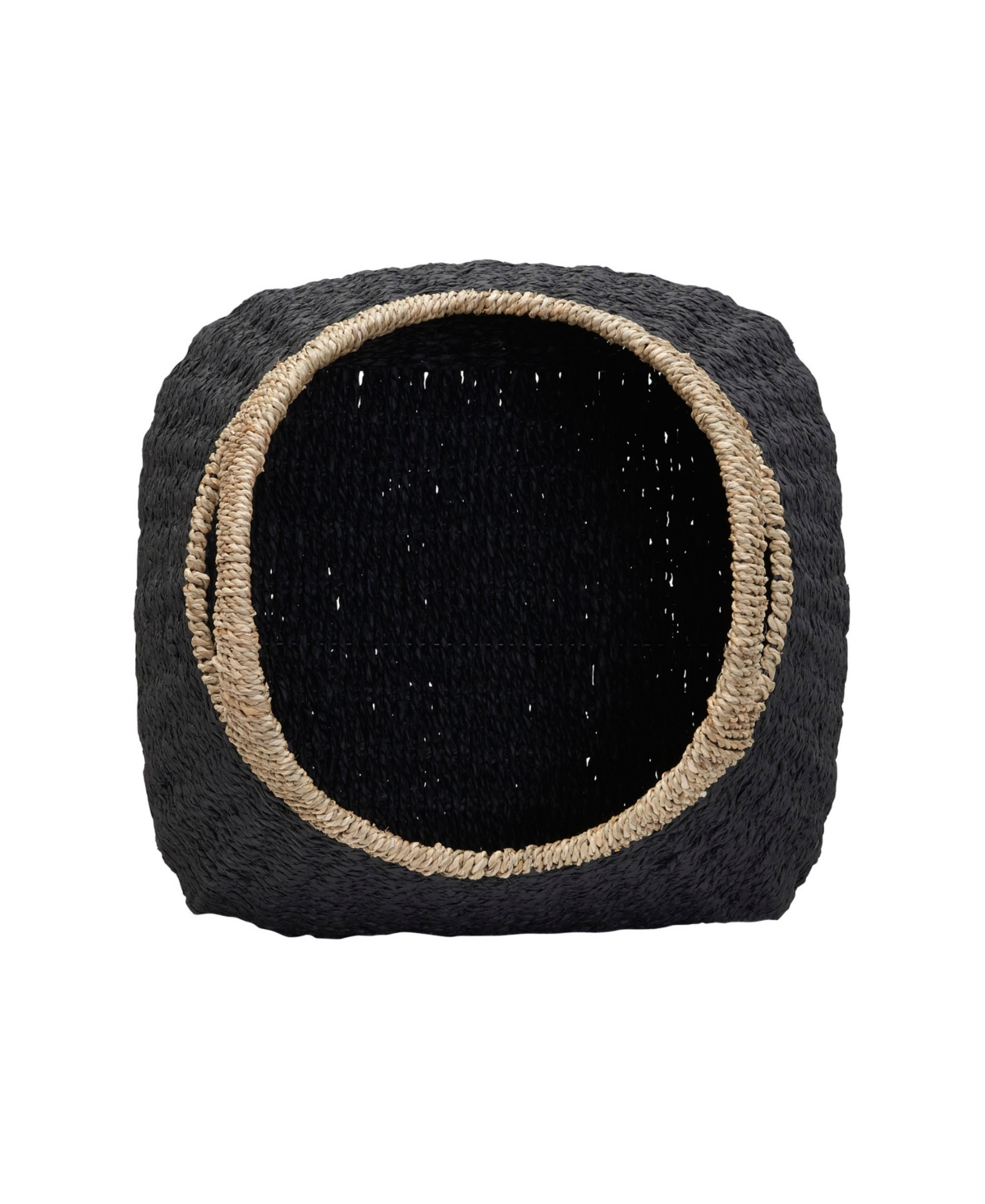 Household Essentials Handle Basket Two Tone Paper In Matte Black