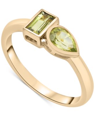 Audrey by Aurate Peridot (3/8 ct. t.w.) & Green Tourmaline Ring (1/3 ct. t.w.) Bezel Ring in Gold Vermeil, (Also available in Morganite & Pink Topaz)