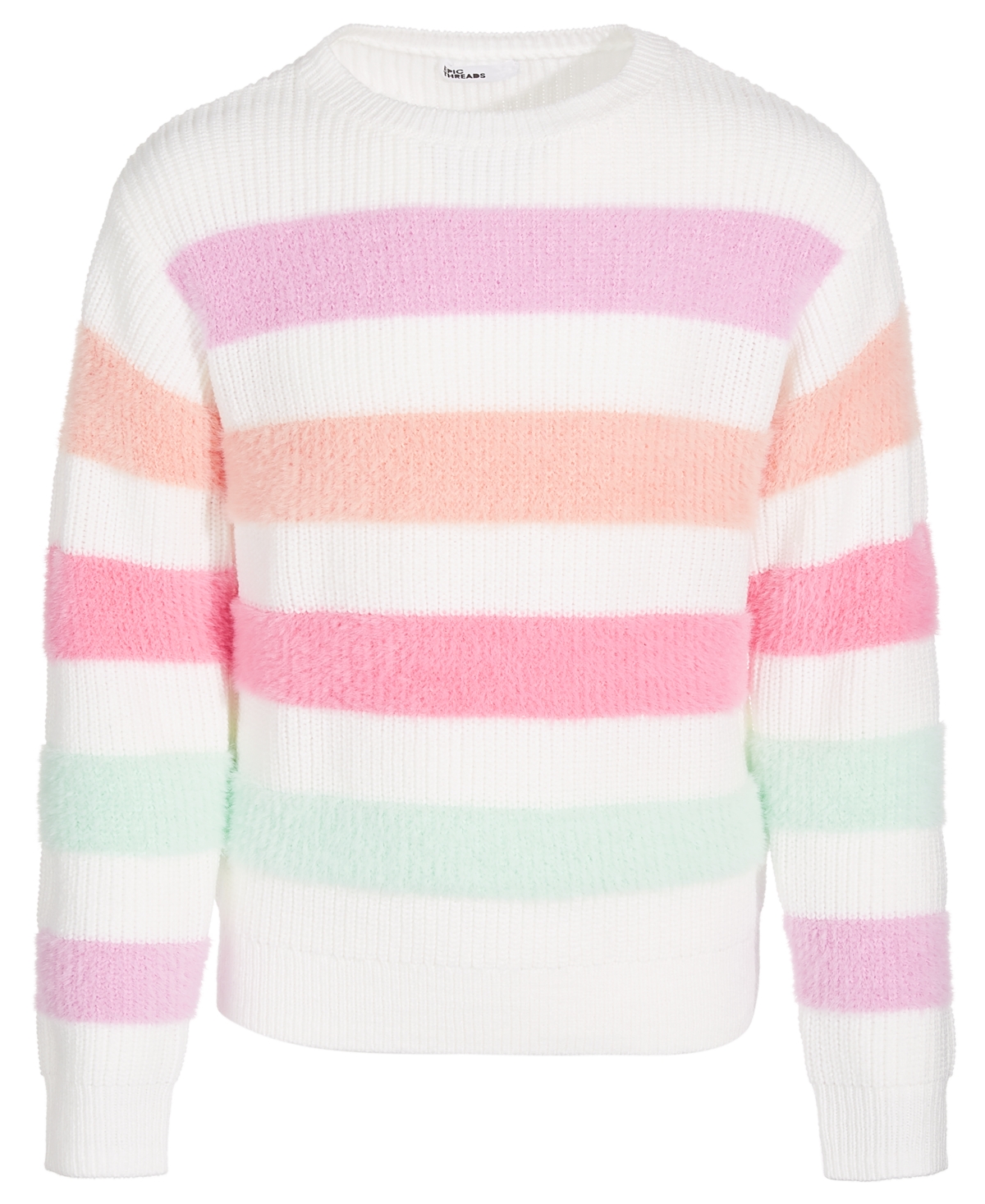 Shop Epic Threads Toddler & Little Girls Feather Striped Crewneck Sweater, Created For Macy's In Angel White
