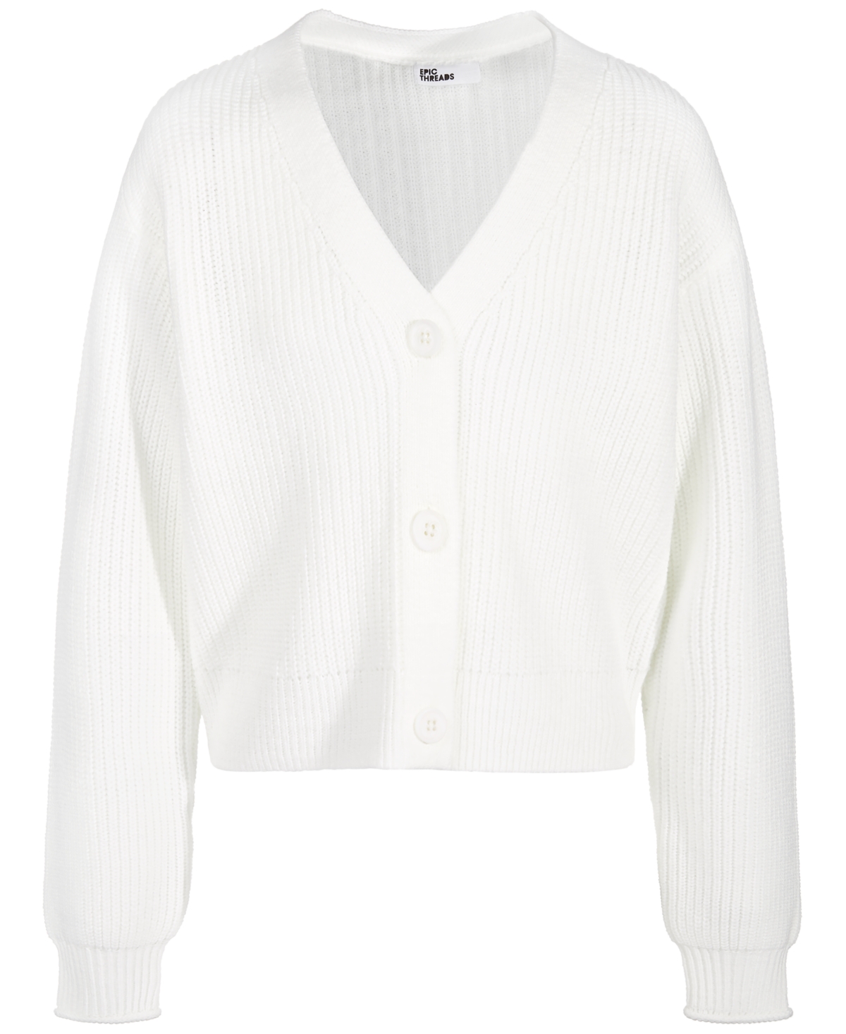 Shop Epic Threads Big Girls Solid Cardigan, Created For Macy's In Angel White