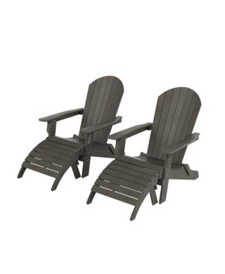 4-Piece Outdoor Folding Adirondack Chair with Footrest Ottoman Set