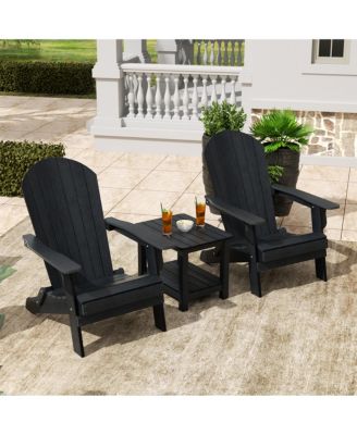 3-Piece Outdoor Folding Adirondack Chair with Side Table Set