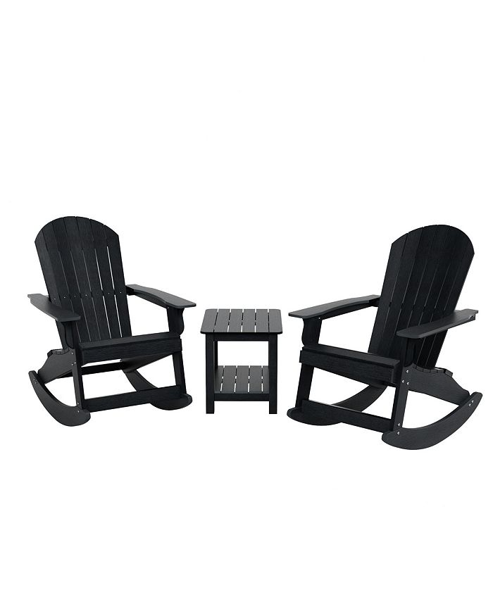 WestinTrends 3Piece Outdoor Patio Adirondack Rocking Chair with Side