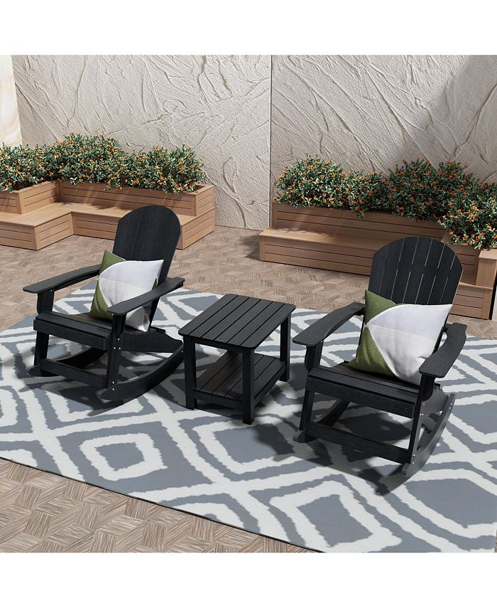 WestinTrends 3Piece Outdoor Patio Adirondack Rocking Chair with Side