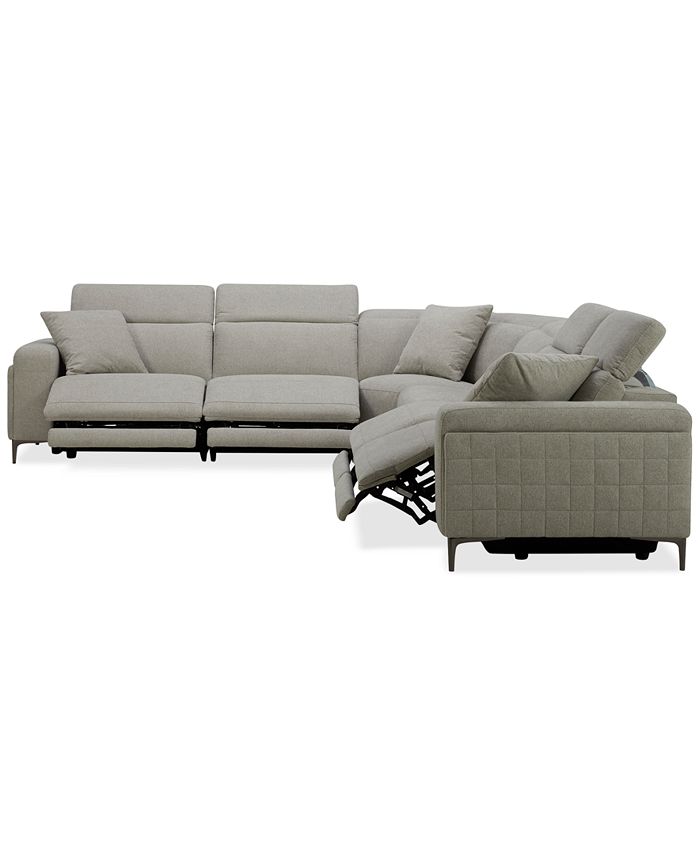 Furniture Adney 161" 6Pc. Zero Gravity Fabric Sectional with 4 Power