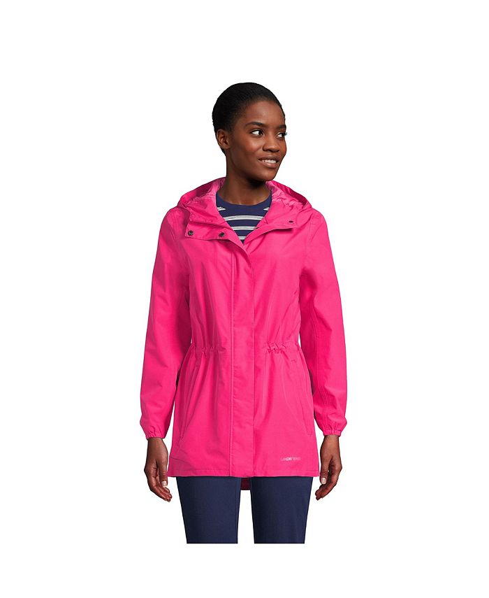Lands' End Women's Tall Waterproof Hooded Packable Raincoat - Macy's