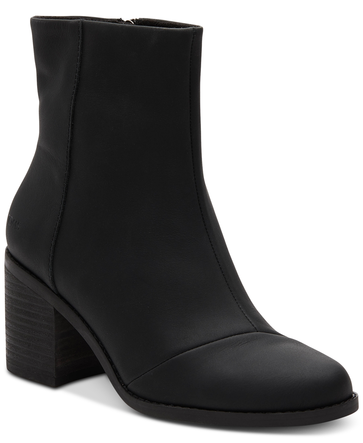 Women's Evelyn Stacked Block Heel Booties - Black/Black Leather