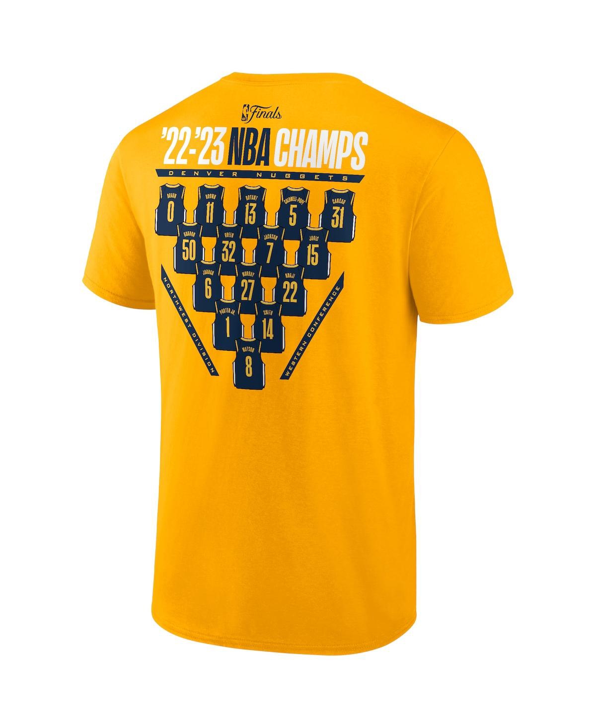 Shop Fanatics Men's  Gold Denver Nuggets 2023 Nba Finals Champions Close Out Jersey Roster T-shirt