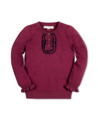 Girls Long Sleeve Ruffle Sweater Henley
