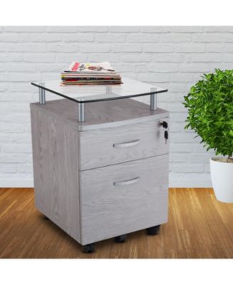 Simplie Fun Rolling File Cabinet With Glass Top - Macy's