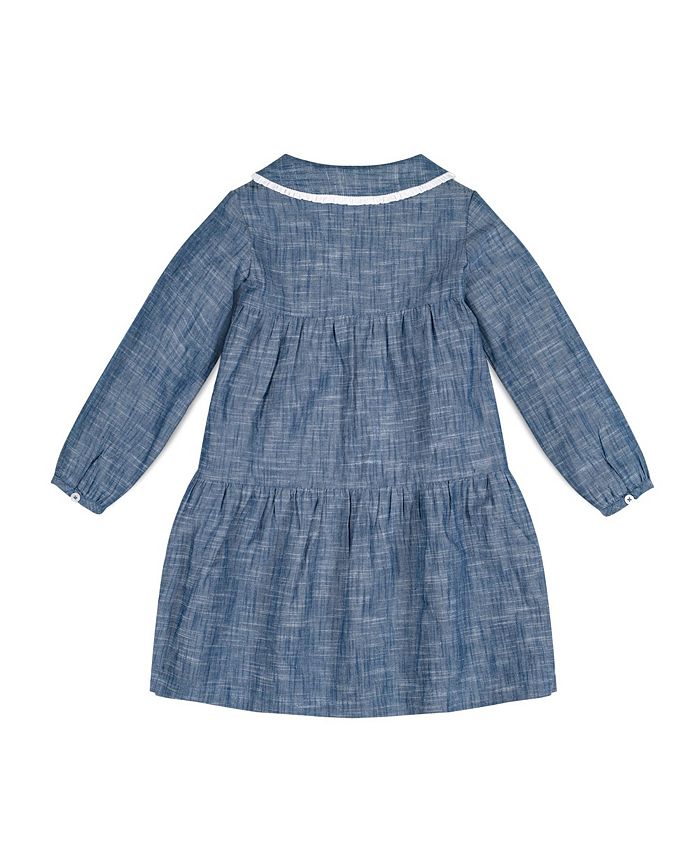 Hope & Henry Girls' Long Sleeve Tiered Button Front Peter Pan Collar ...