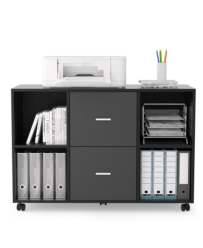 Simplie Fun 2 Drawer Wooden horizontal filing with 4 open