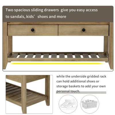 Multipurpose Entryway Bench with Cushioned Seat and Drawers