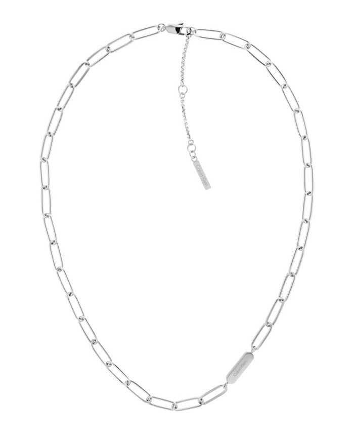 Calvin Klein Women's Silver-Tone Stainless Steel Chain Necklace Gift ...