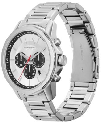 Men's Quartz Chronograph Silver-Tone Stainless Steel Watch 44mm
