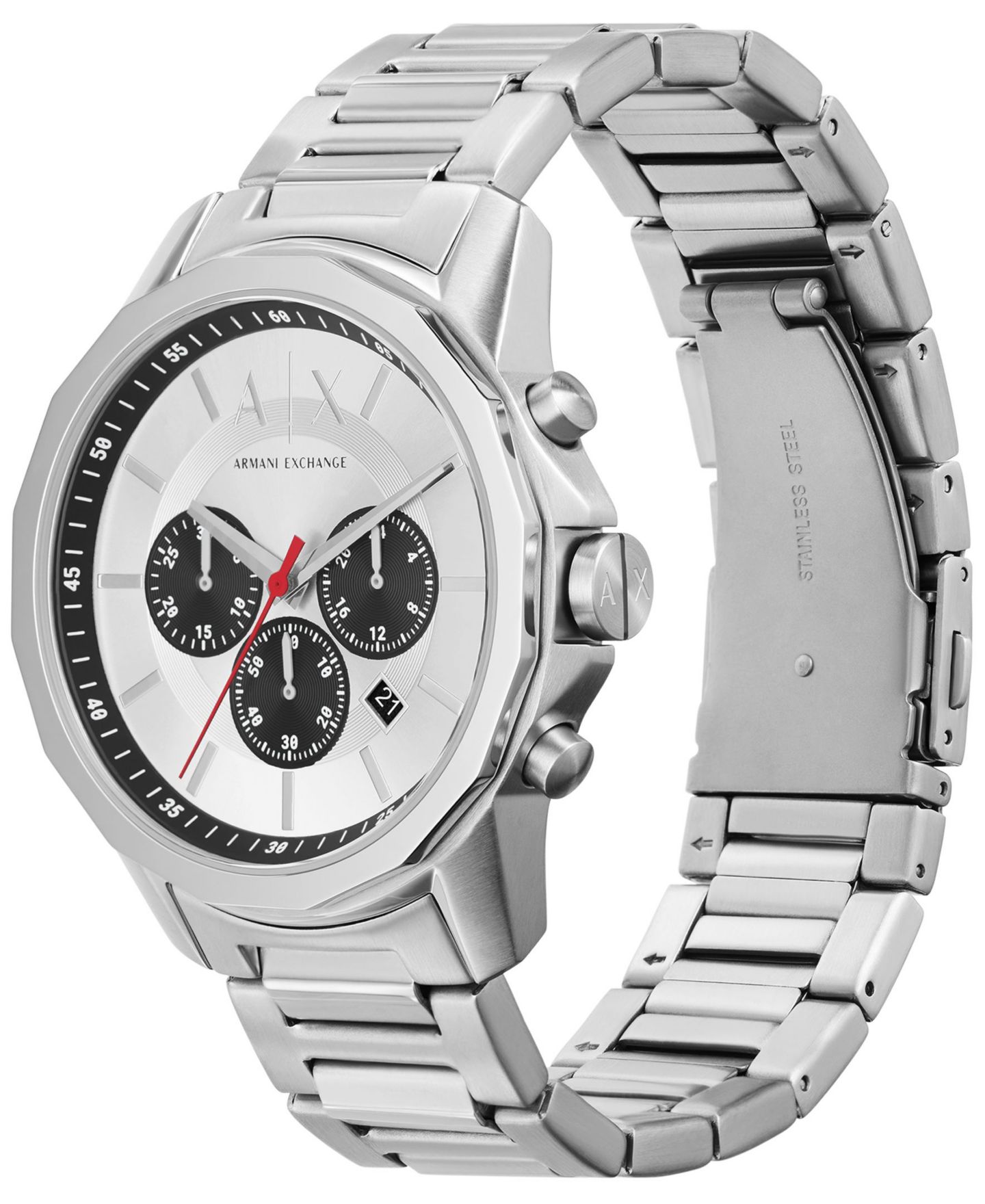 Мужские часы A|X Armani Exchange Quartz Chronograph Silver-Tone Stainless Steel Watch 44mm — фото 4