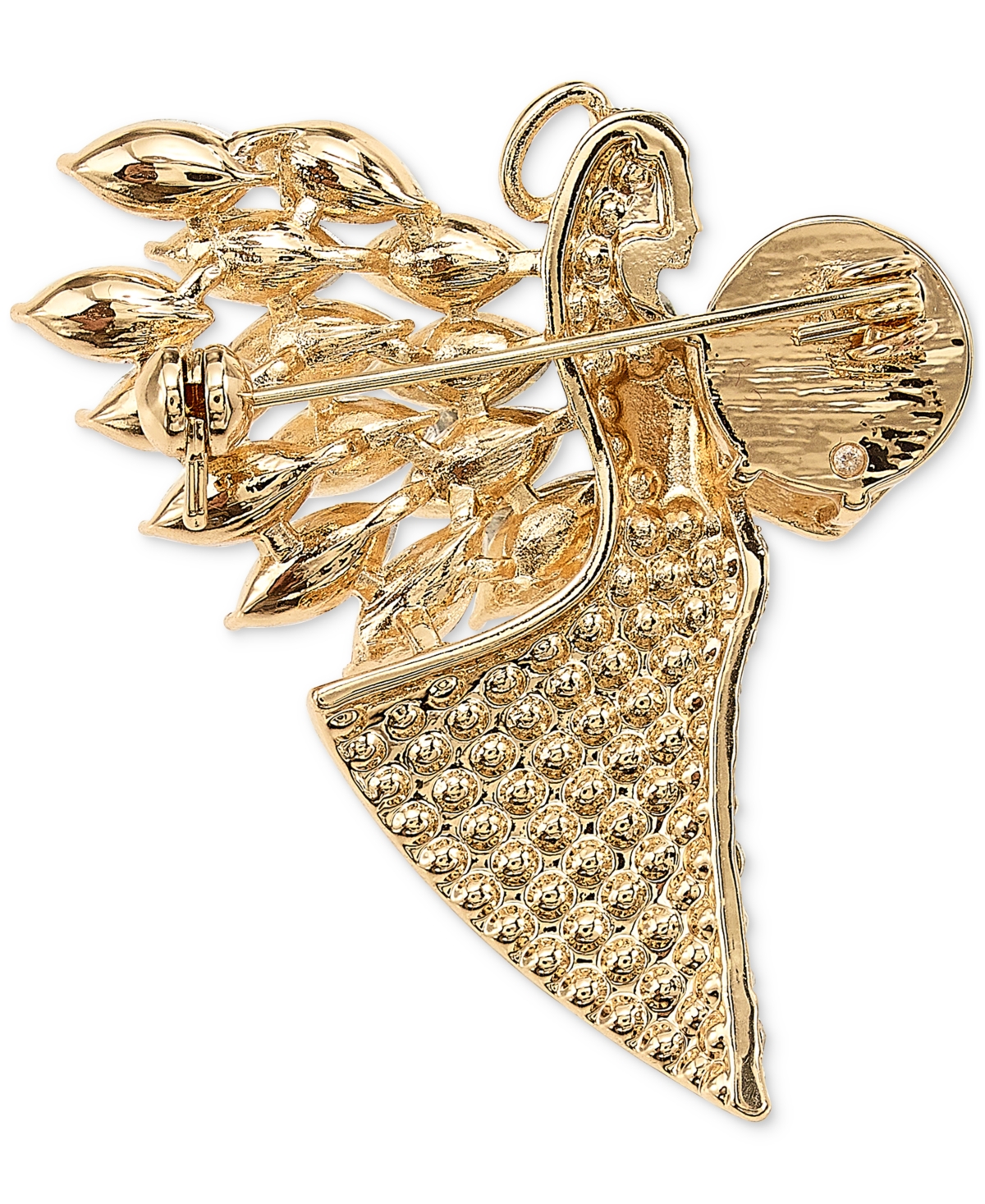 Holiday LaneTone Crystal & Imitation Pearl Angel Pin, Created for Macy's - Gold