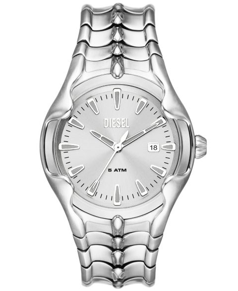 Мужские часы Diesel Vert Quartz Three Hand Date Silver-Tone Stainless Steel Watch 44mm