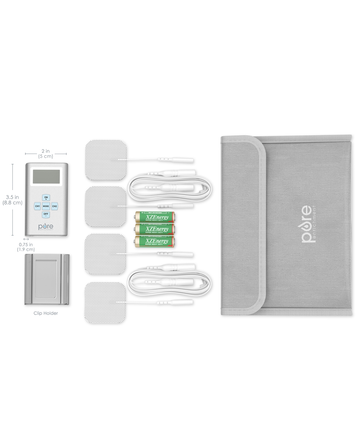 Pure Enrichment Purepulse Pro Advanced Dual Channel Tens Electronic Pulse Stimulator In Silver