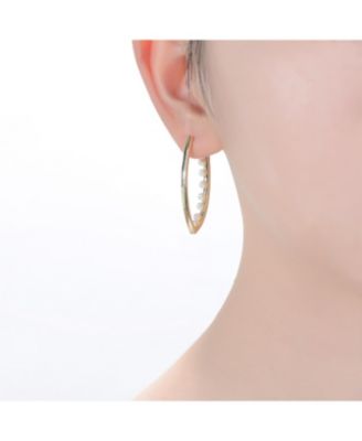 14K Gold Plated Pearl Hoop Earrings