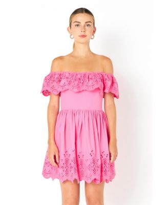 Women's Scalloped Off The Shoulder Mini Dress