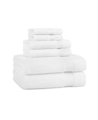 Host and Home 6-Piece Bathroom Towel Set (2 Bath Towels, 2 Hand Towels, 2 Washcloths), Double Stitched Edges, 600 GSM, Soft Ringspun Cotton, Stylish Striped Dobby Border - Macy's