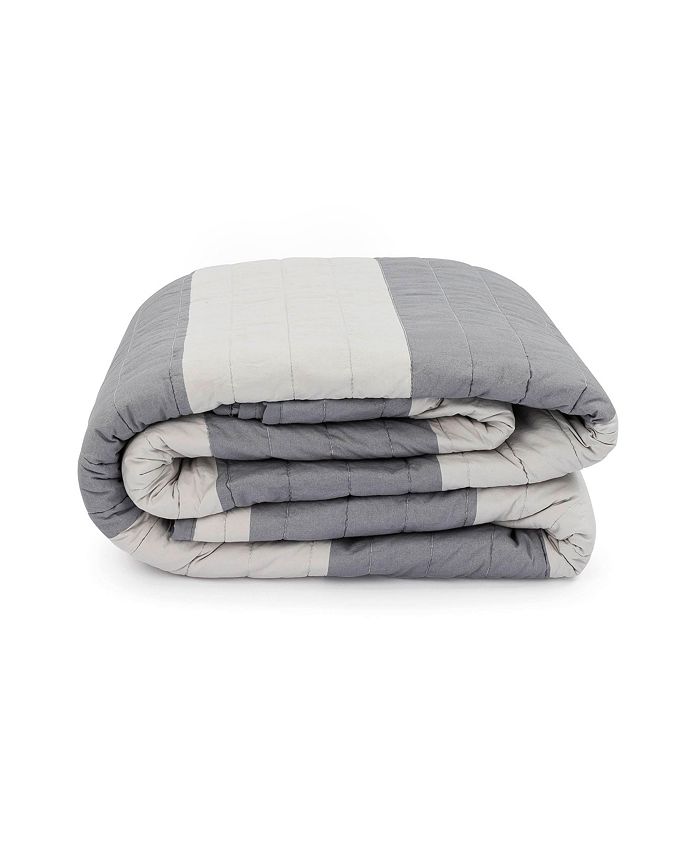 Saturday Park Rugby Stripe Grey Quilt Twin Macy's