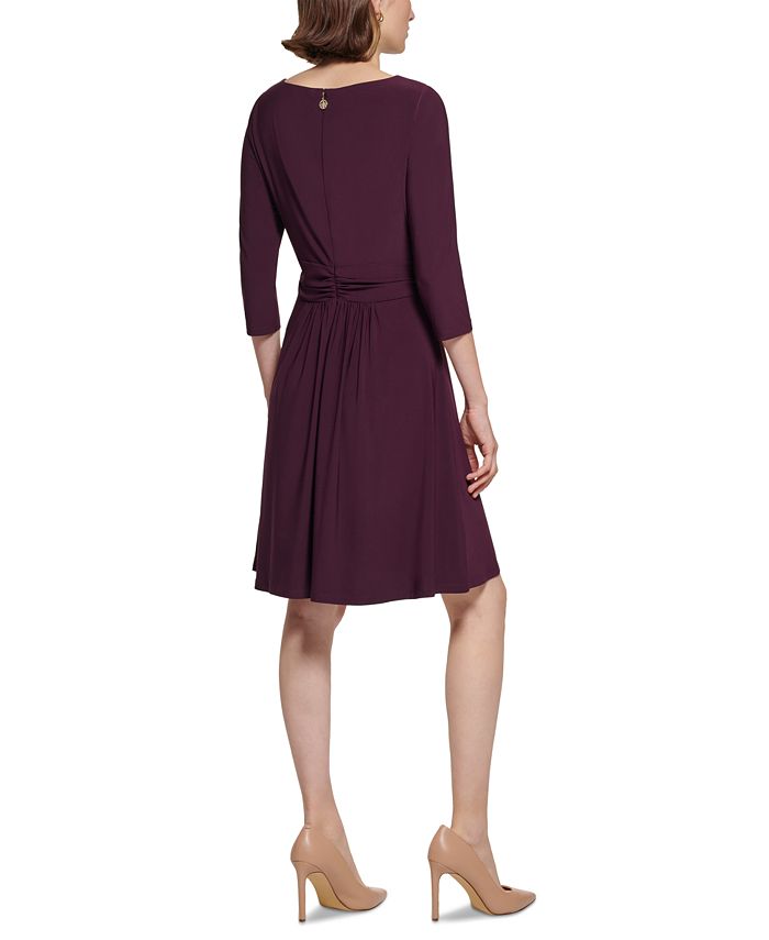 Tommy Hilfiger Petite Ruched Crossover-Front Knit Dress - Macy's