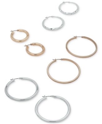 Silver Tone Or Gold Tone Assorted Hoop Earrings Collection