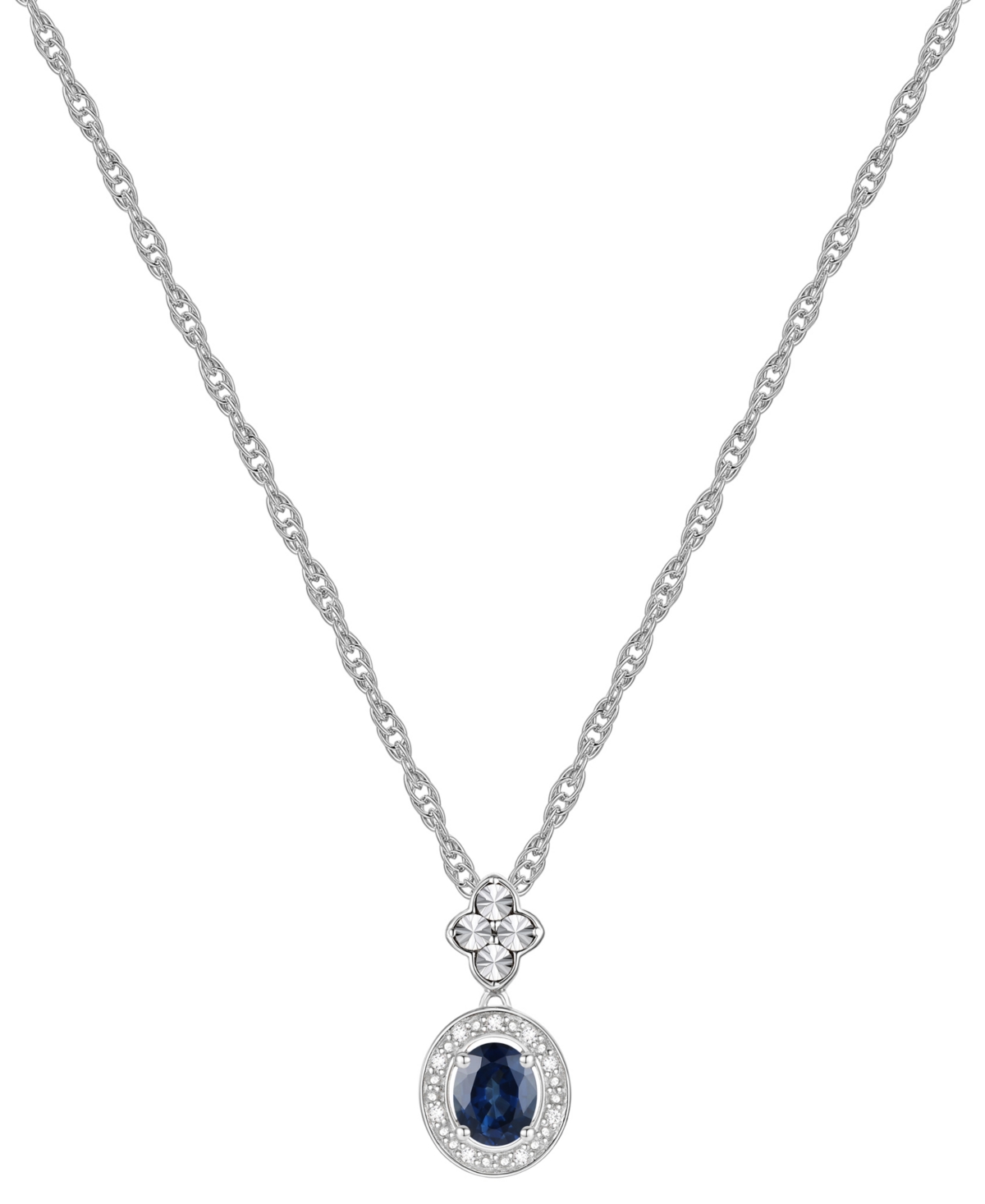 2-Pc. Set(1 ct. t.w.) & Diamond (1/20 ct. t.w.) Halo Pendant Necklace & Matching Drop Earrings in Sterling Silver (Also in Ruby, Emerald, &